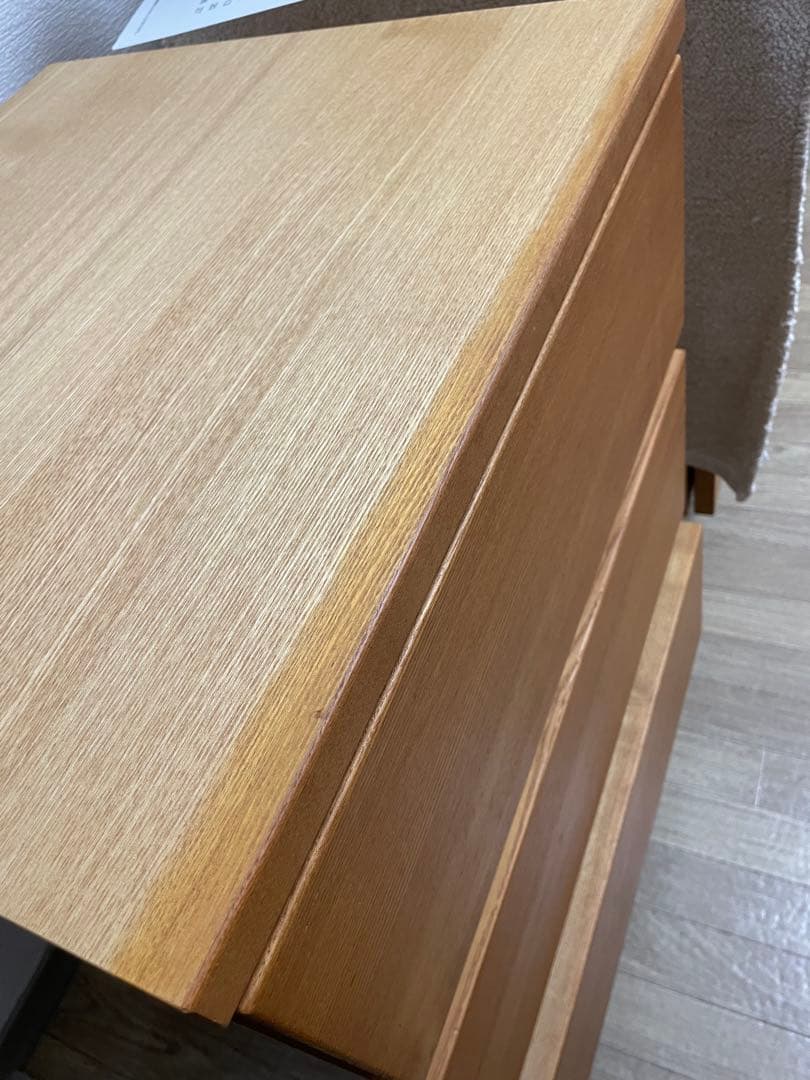 無印良品　三段チェスト　タモ材