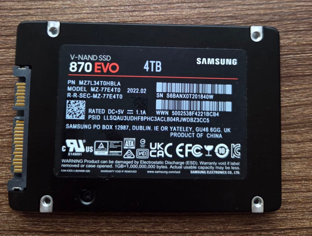 内蔵型SSD Samsung 870 EVO 4TB SSD