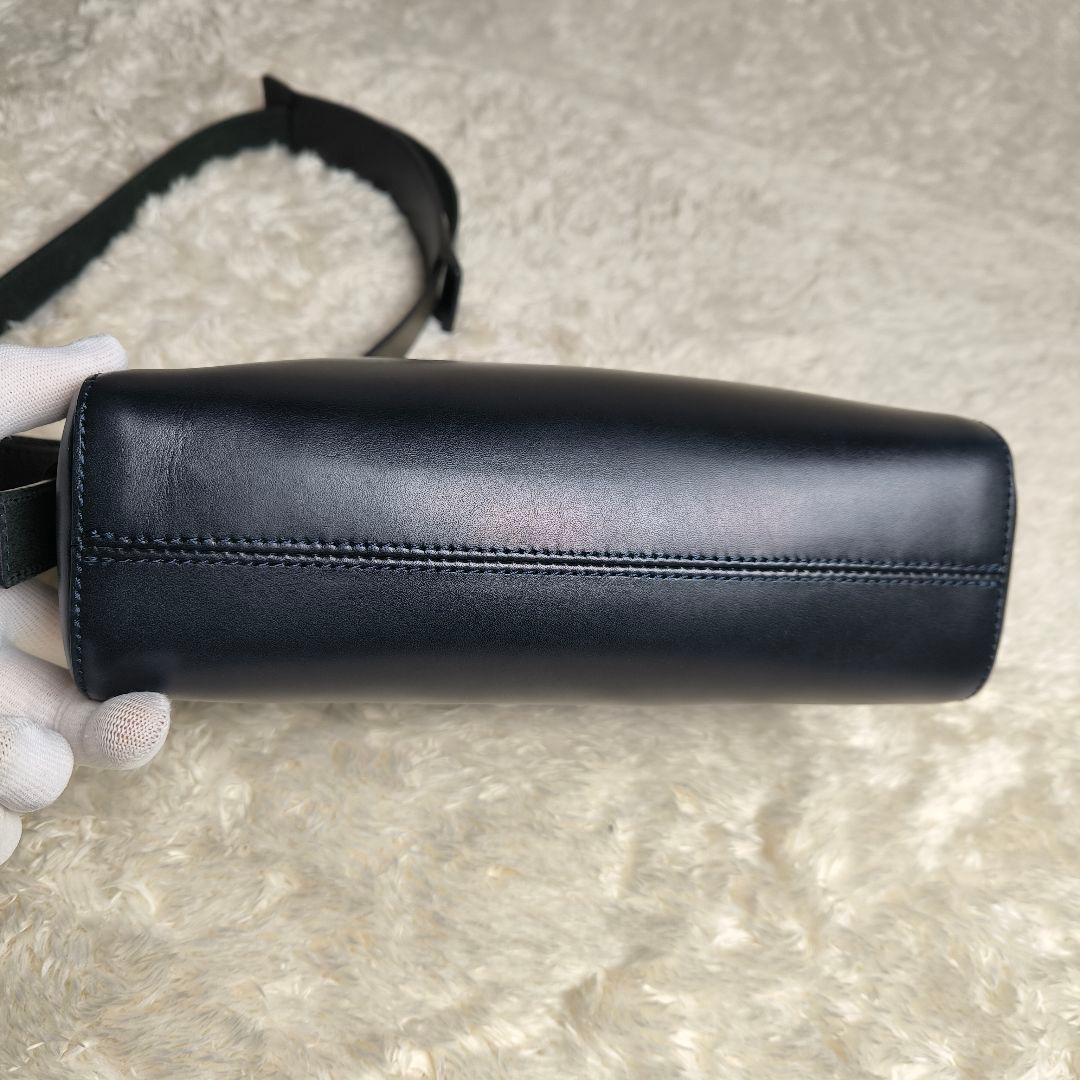 ​エルゴポック ショルダーバッグ ワキシングレザー 紺 本革 日本製 エイジング