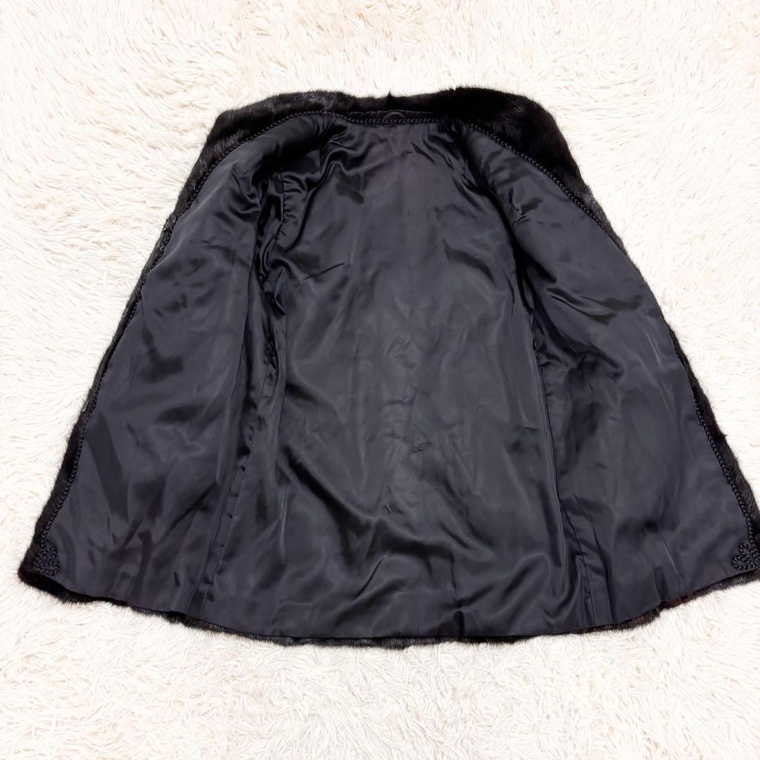 美品 毛皮 ファーコート ミンク ダークブラウン 大きいサイズ 13