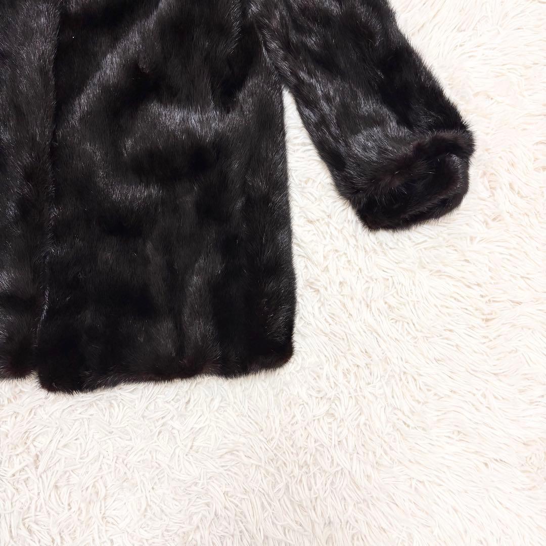 美品 毛皮 ファーコート ミンク ダークブラウン 大きいサイズ 13