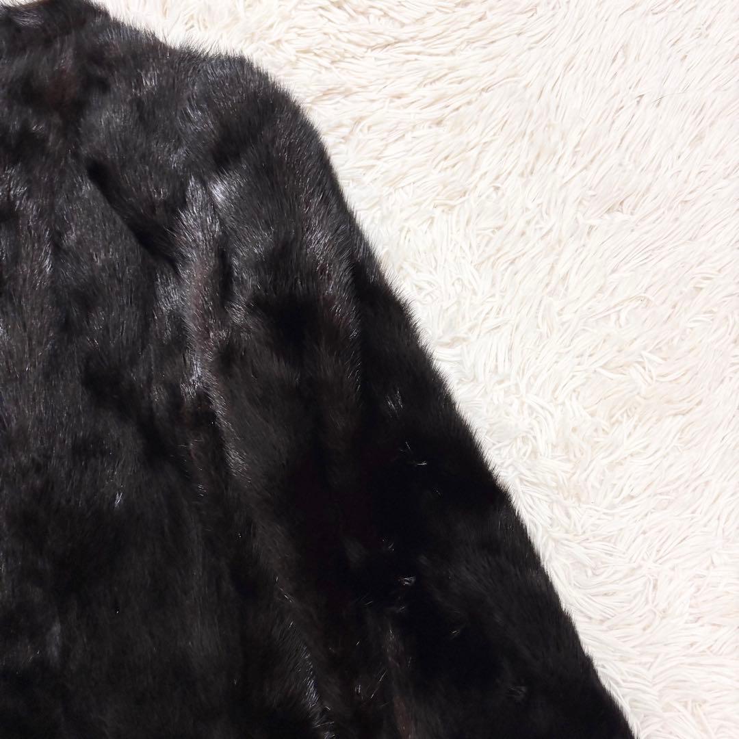 美品 毛皮 ファーコート ミンク ダークブラウン 大きいサイズ 13