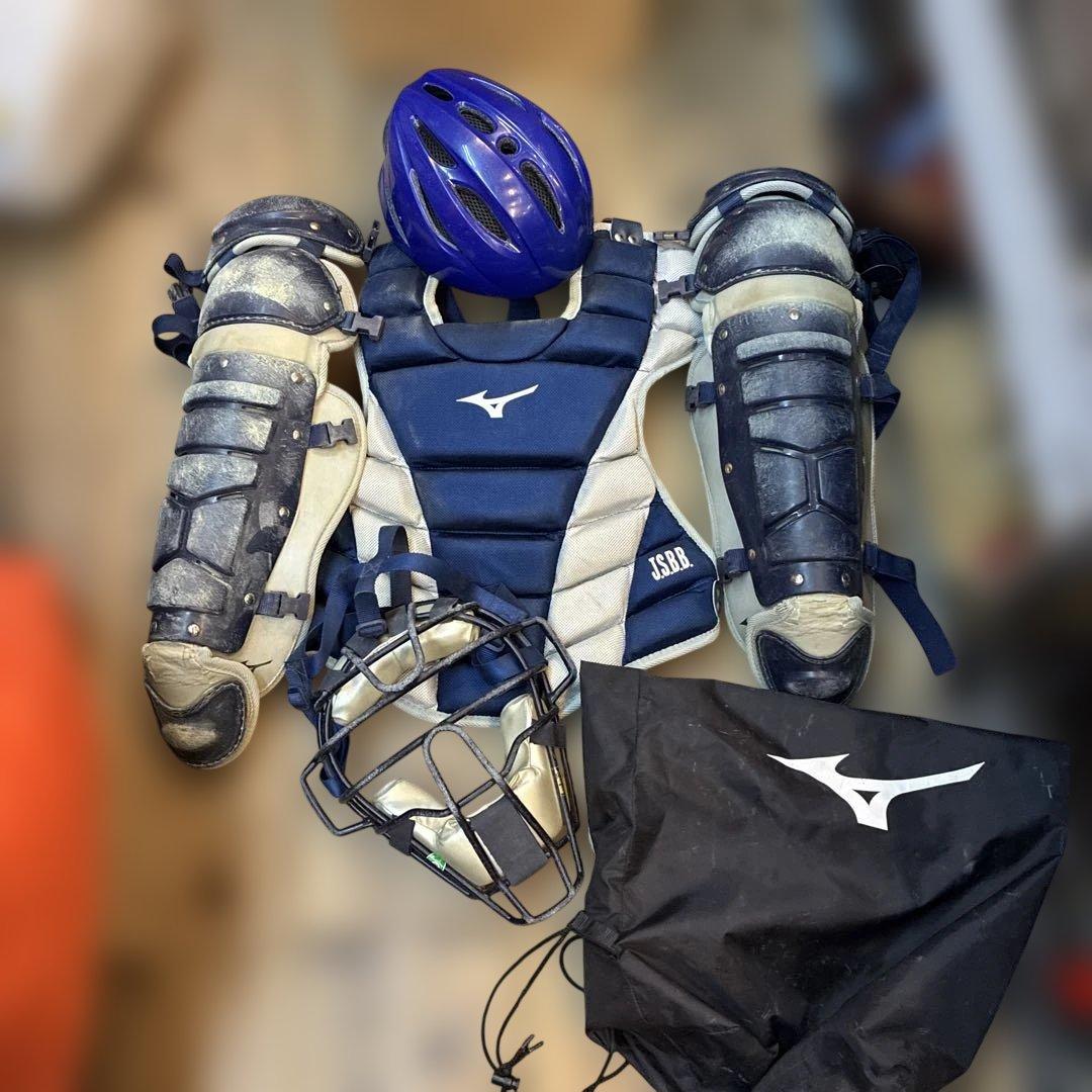 か*な様 ミズノ JSBB 少年軟式用キャッチャー防具セット ネイビー　ゼット