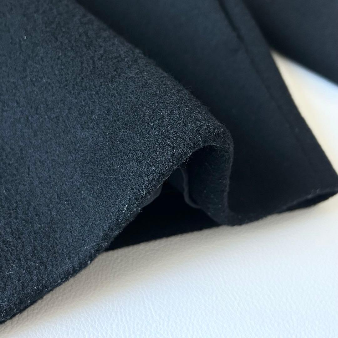 3070y美品 ユナイテッドアローズ ノーカラーカシミヤショートコート 黒 S