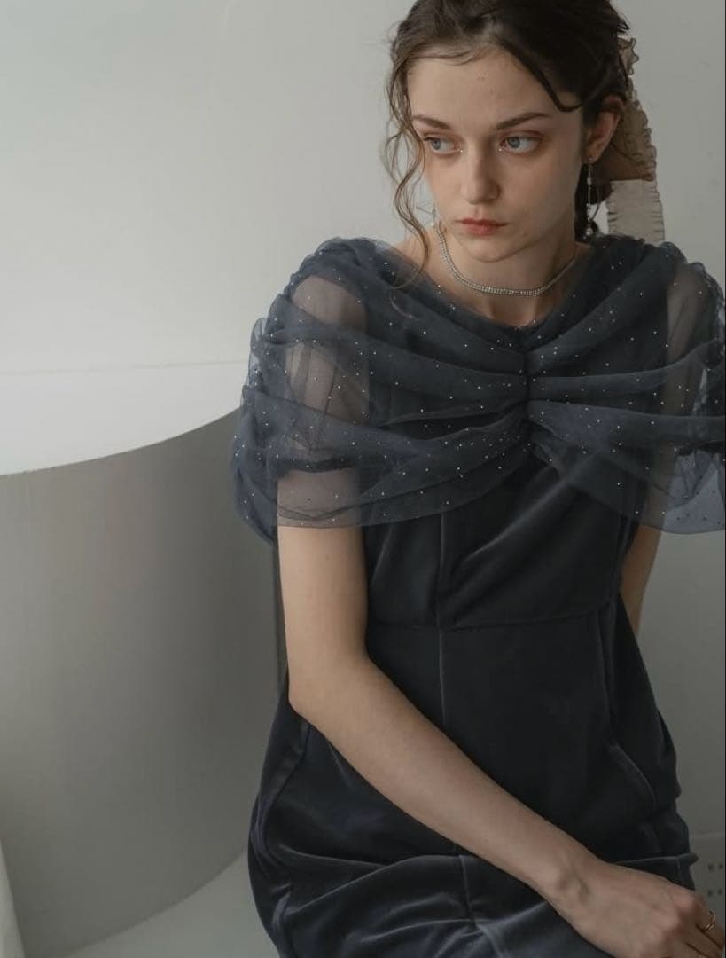 dolly doll チュールケープデザインマーメイドドレス