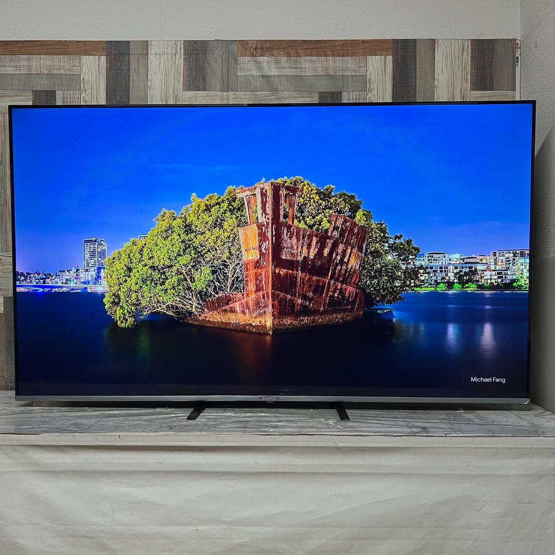 即日受渡❣️全国送料込SUNRISE65型4Kフレームレス液晶テレビWチューナ
