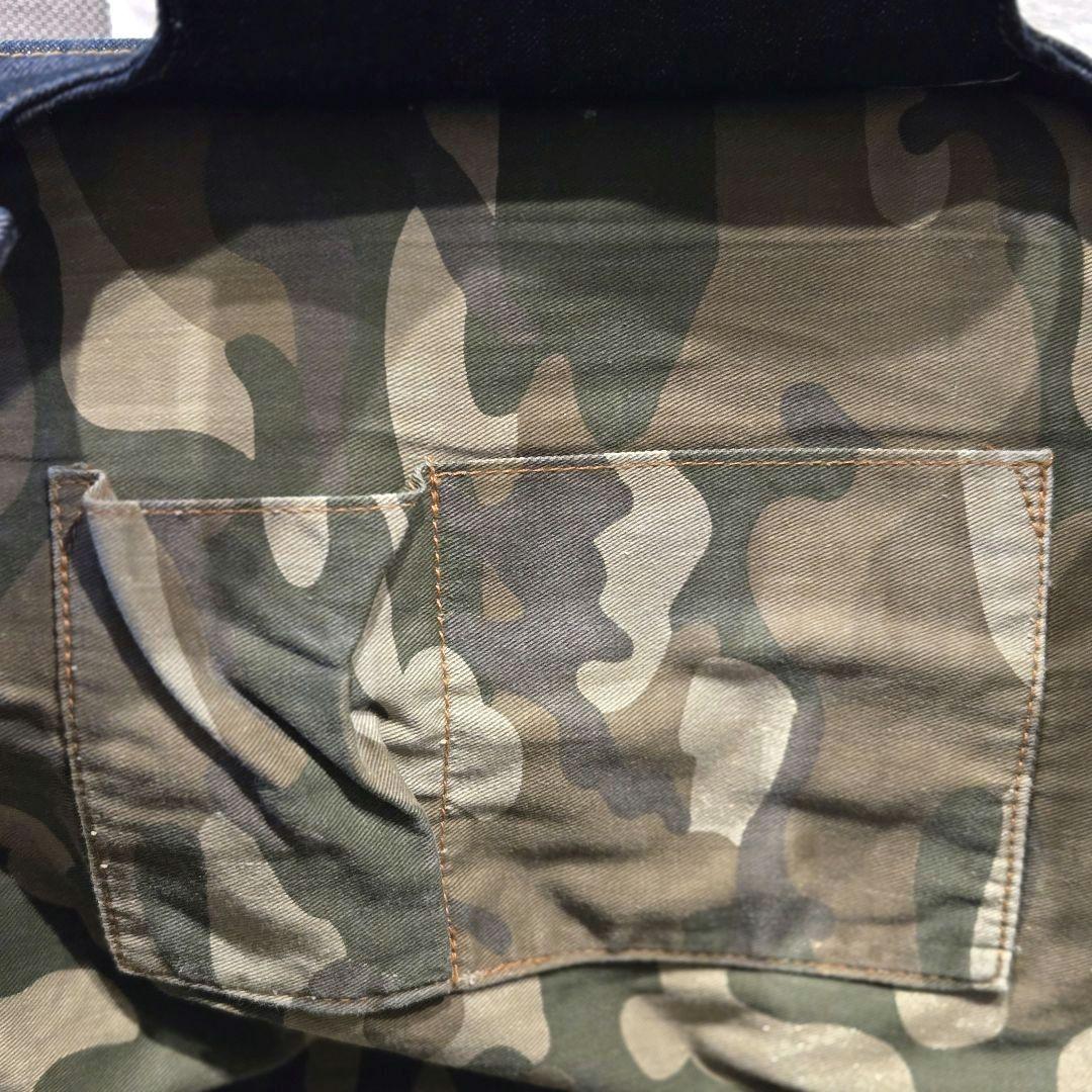 デニムリメイク フラップ付きトートバッグ　 やや大きめ マウジー　南京錠