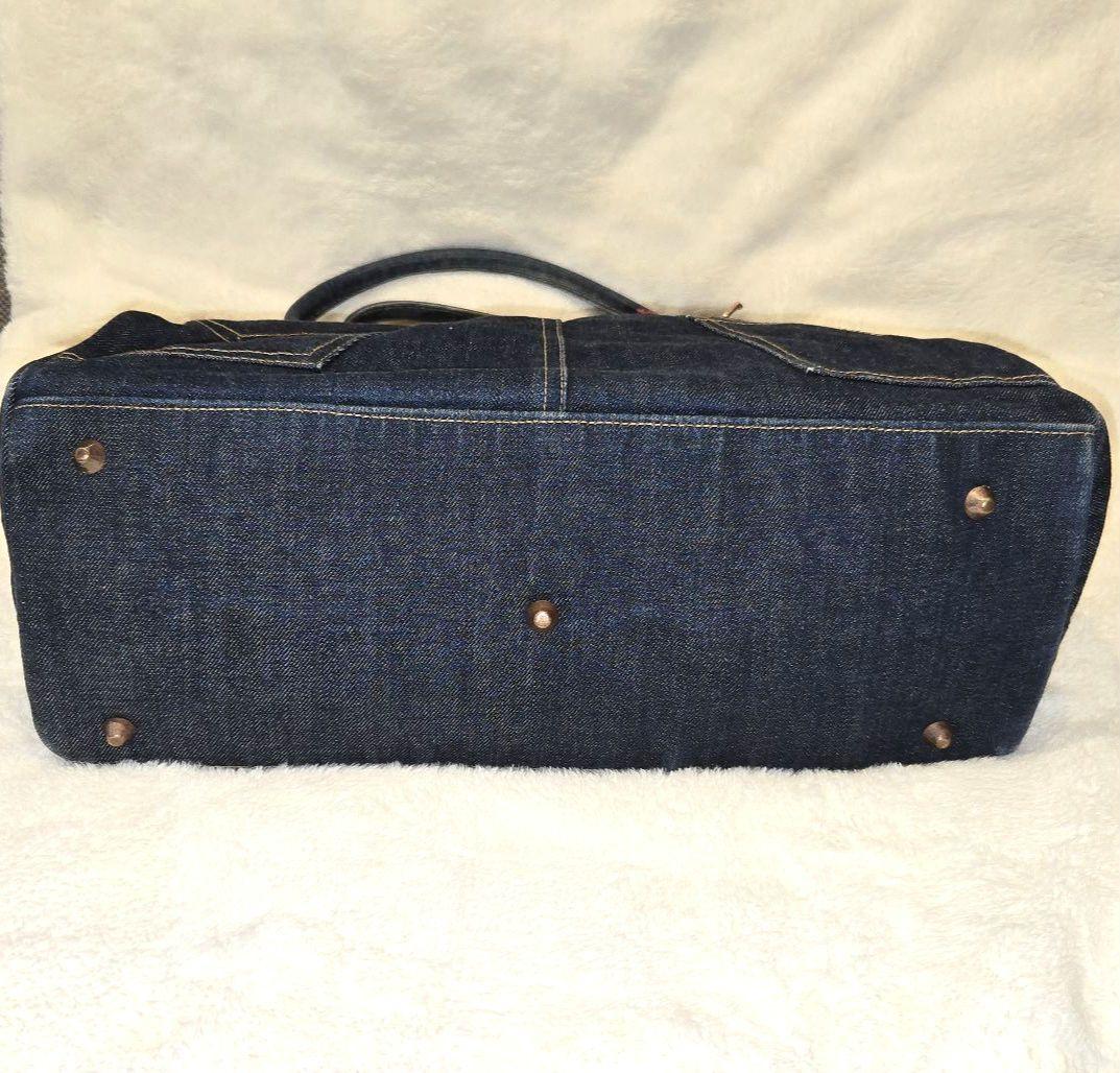 デニムリメイク フラップ付きトートバッグ　 やや大きめ マウジー　南京錠