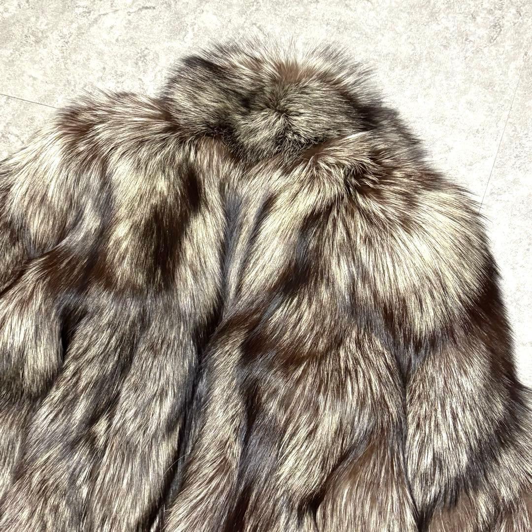 【美品】シルバーフォックス　毛皮　ファーコート ボリューム　毛並み◎　 L