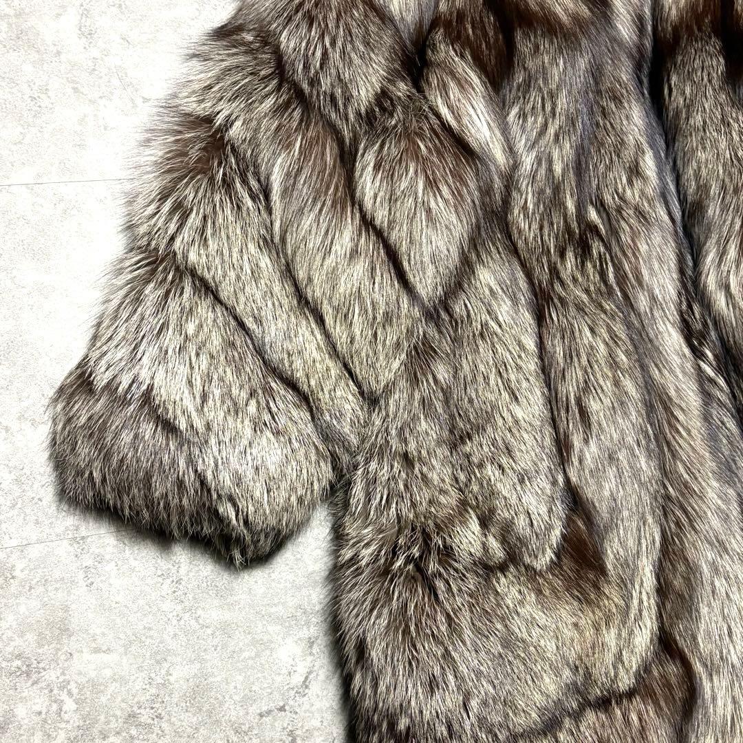 【美品】シルバーフォックス　毛皮　ファーコート ボリューム　毛並み◎　 L