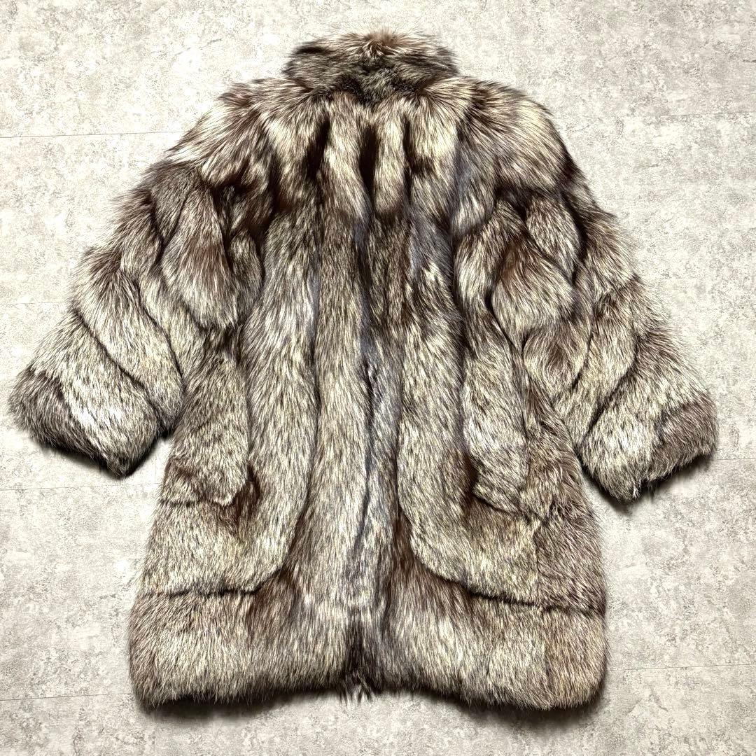 【美品】シルバーフォックス　毛皮　ファーコート ボリューム　毛並み◎　 L