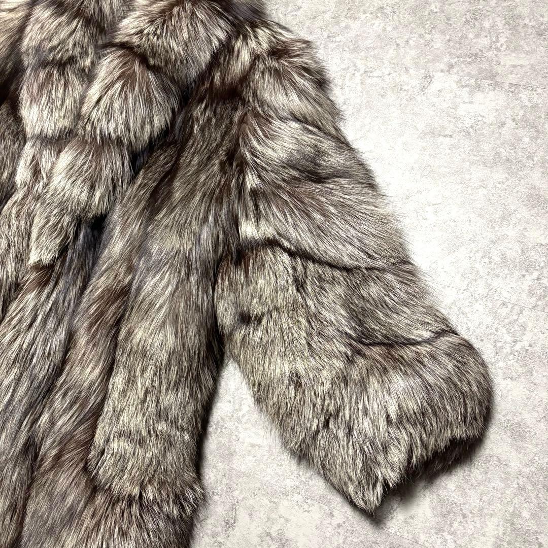 【美品】シルバーフォックス　毛皮　ファーコート ボリューム　毛並み◎　 L