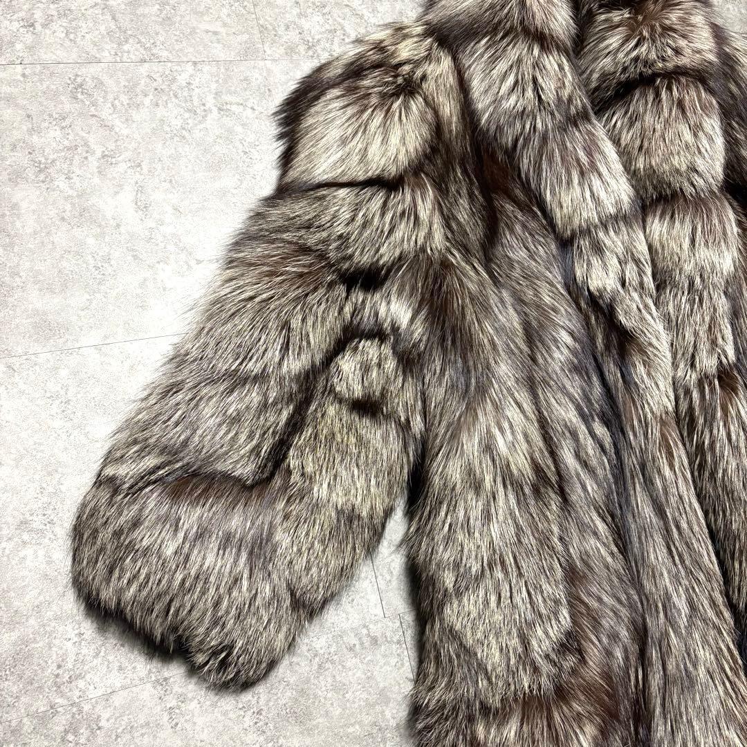 【美品】シルバーフォックス　毛皮　ファーコート ボリューム　毛並み◎　 L