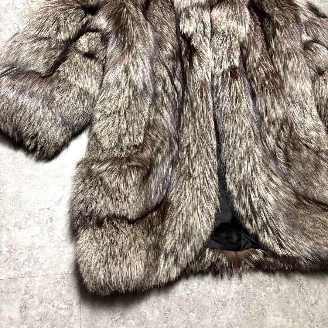 【美品】シルバーフォックス　毛皮　ファーコート ボリューム　毛並み◎　 L