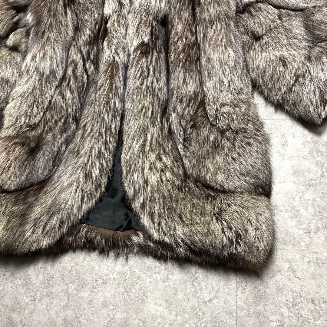 【美品】シルバーフォックス　毛皮　ファーコート ボリューム　毛並み◎　 L