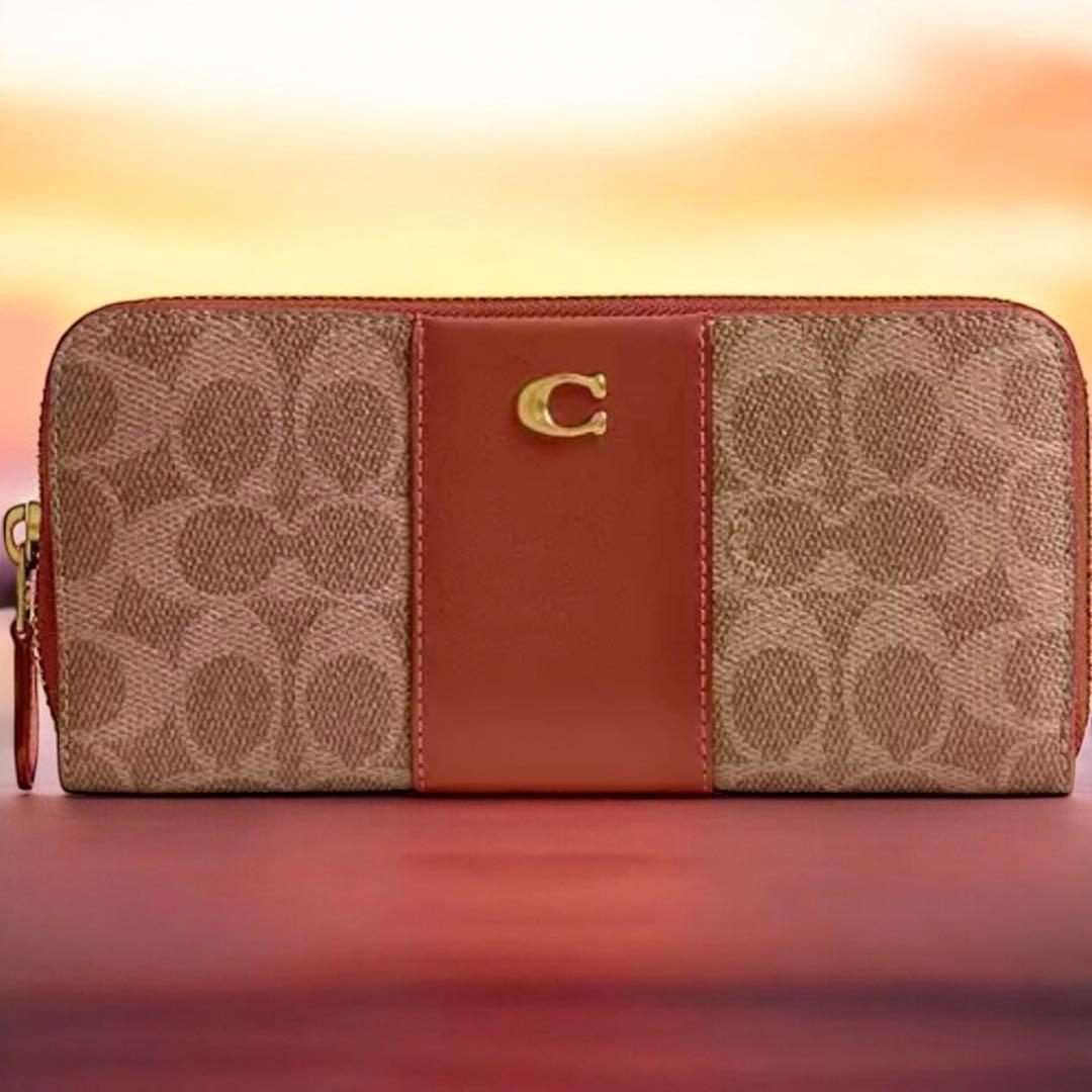 《新品未使用》COACH 長財布ロゴ入りブラウン新品