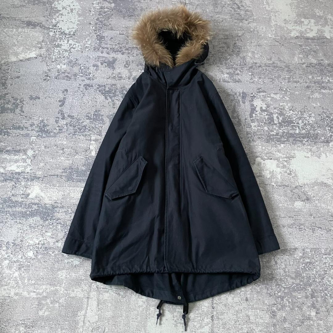 【3WAY】フレッドペリー モッズコート ライナー ラクーンファー 刺繍 M 紺