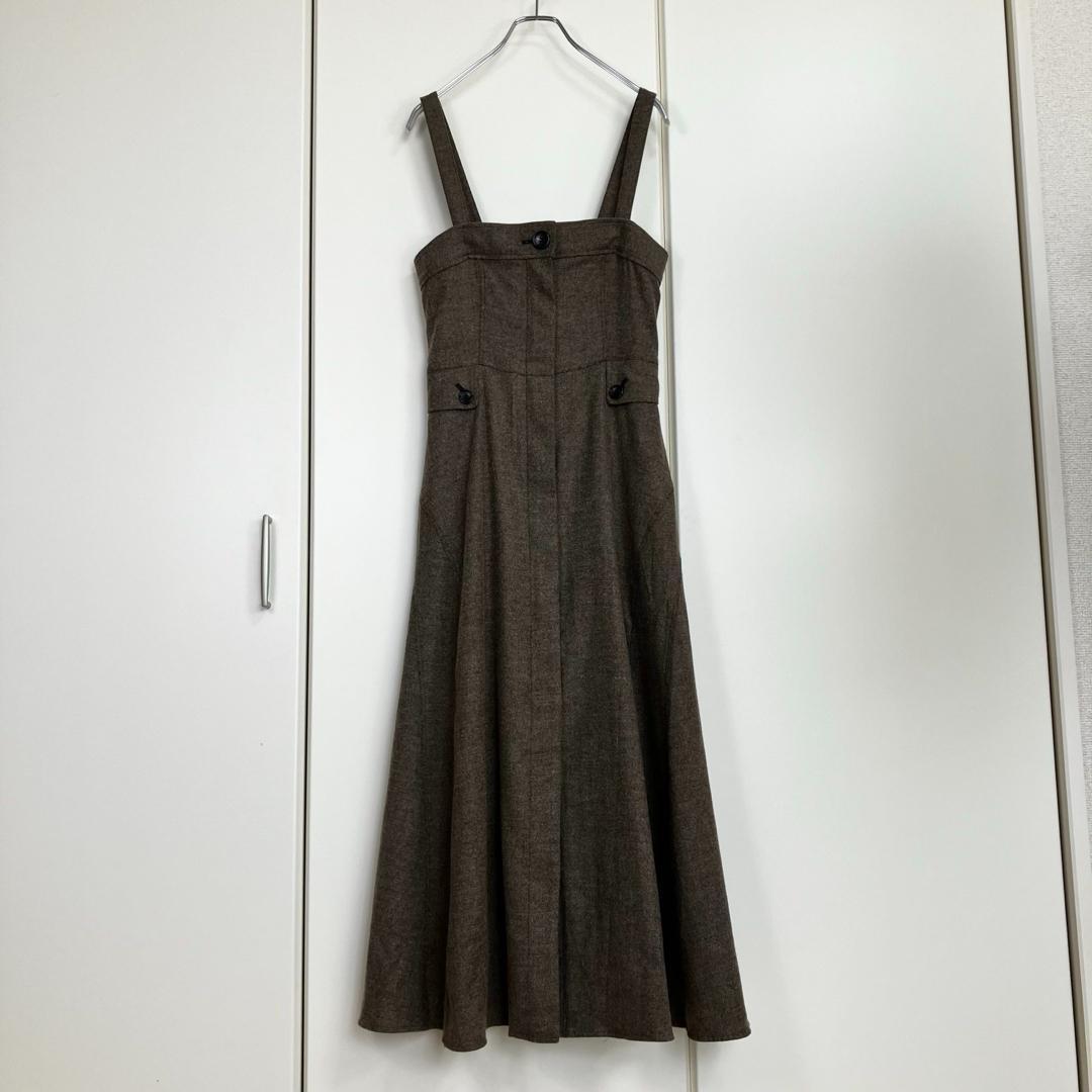 allureville シックツイードサロペットドレス ブラウン サイズ2