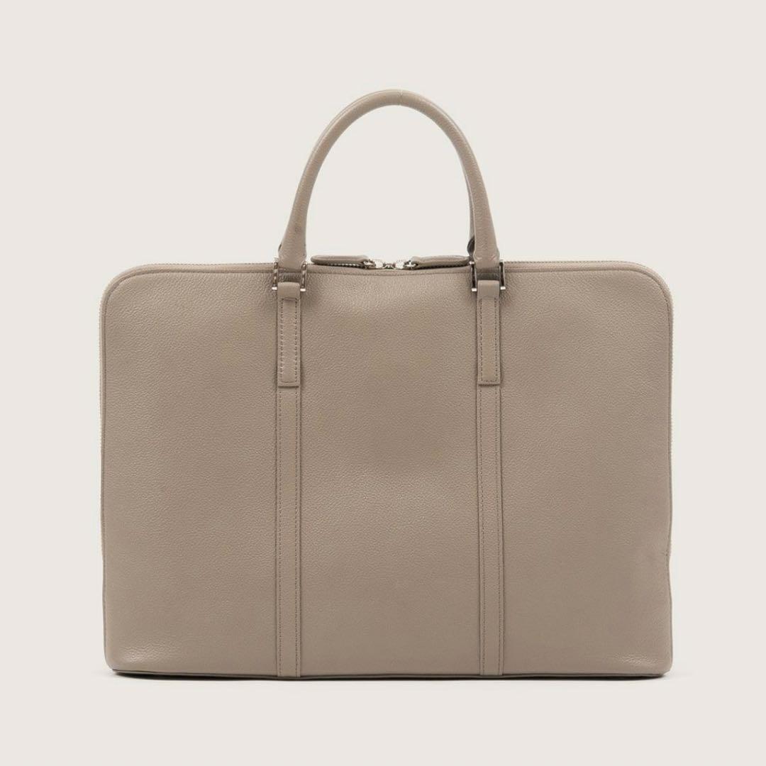 【新品未使用】スリムビジネスバッグ ビジネスレザーファクトリー 牛本革 ベージュ