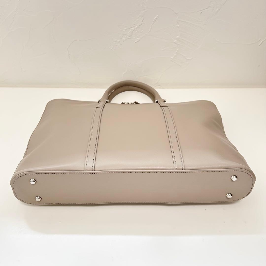 【新品未使用】スリムビジネスバッグ ビジネスレザーファクトリー 牛本革 ベージュ