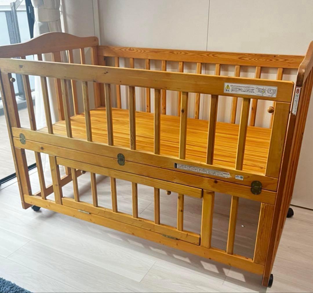 【送料込】ベビーベッド　天然木　ベンチ
