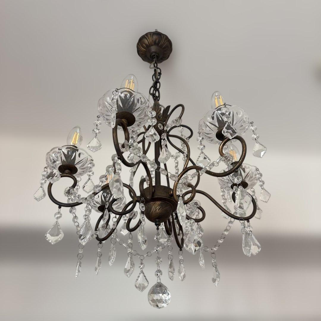 アンティーク風クリスタルシャンデリア 6灯