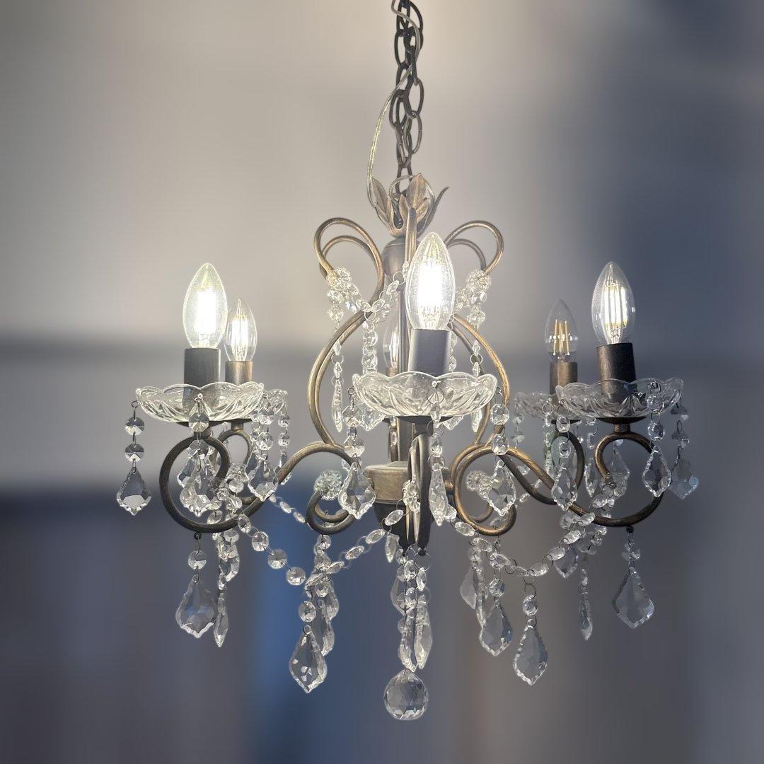 アンティーク風クリスタルシャンデリア 6灯