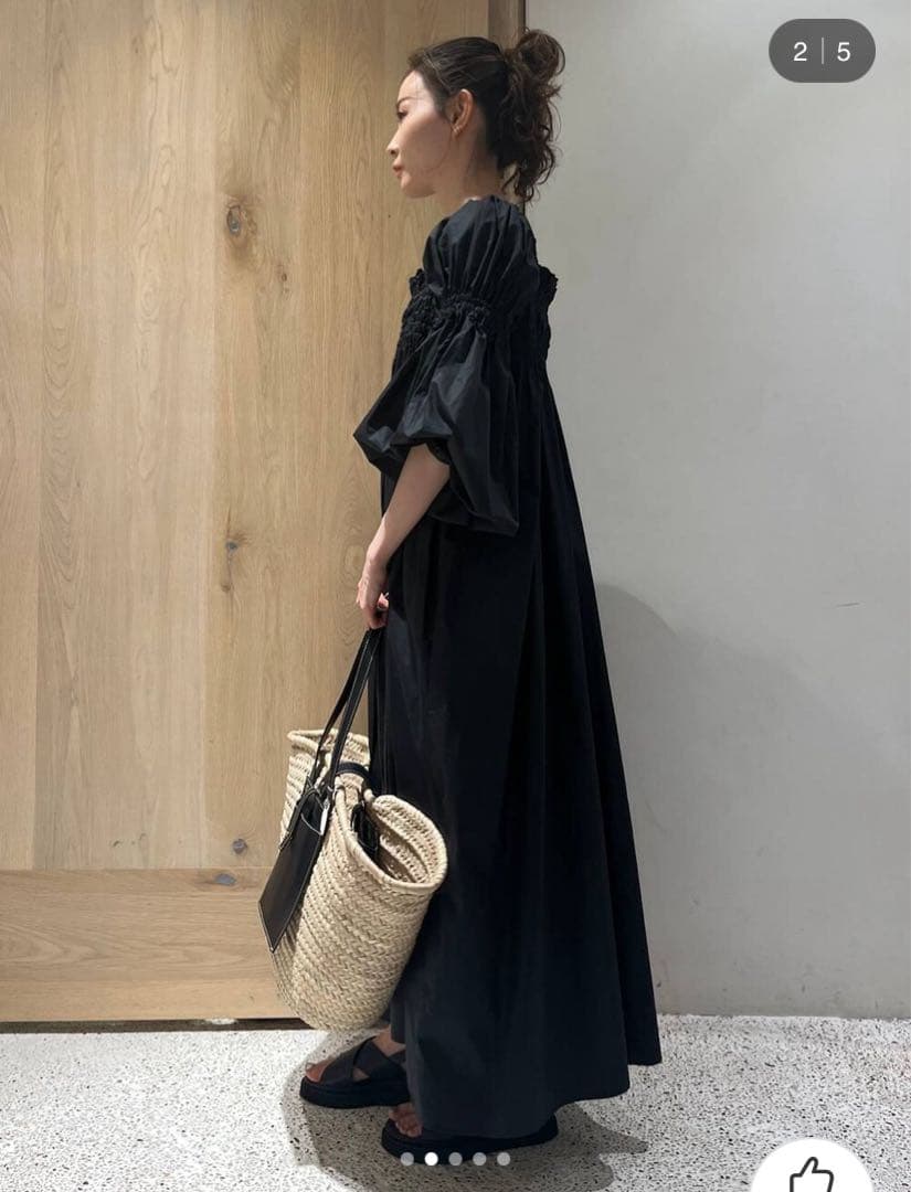 カレンソロジー 2way ギャザーワンピース　ブラック　フレアー　オフショルダー