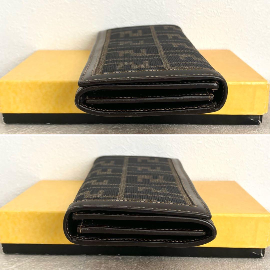 美品✨FENDI 長財布 ズッカ キャンバス ロゴ FF レザー ブラウン