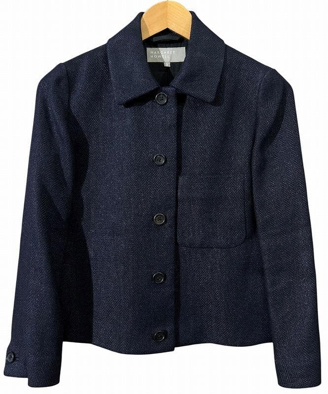 定価65100円 マーガレットハウエル リネン ツイード ジャケット 紺 S