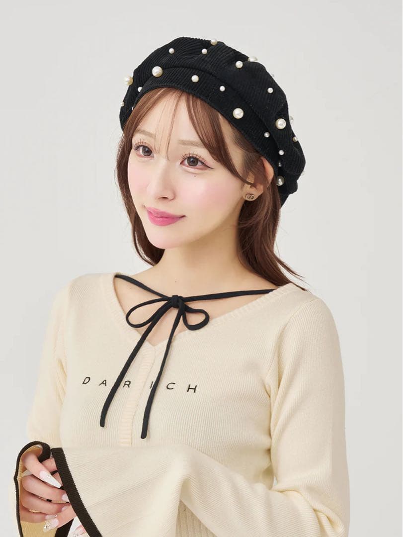 新品タグ付 ダーリッチ ウエストオープンリボンデザインニットミニワンピース F