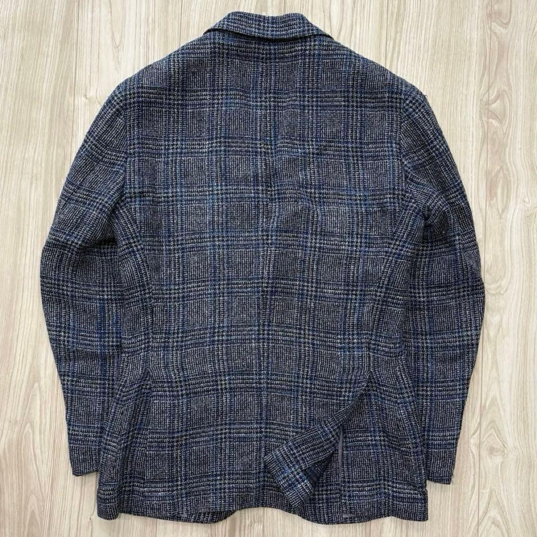 Stile Latino ジャケット ネイビー チェック 42 シルク リネン