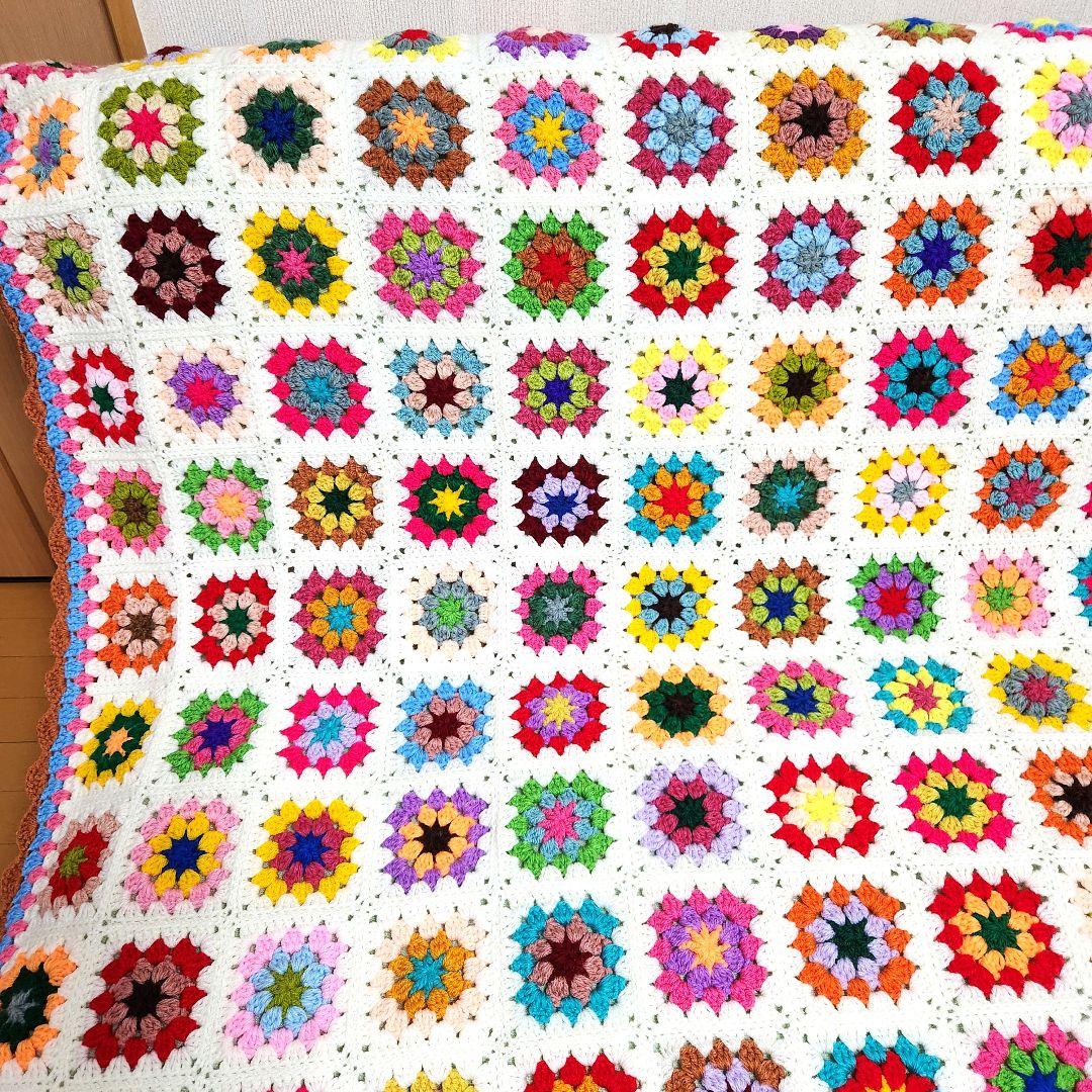 モチーフ編み【2】ハンドメイド　ブランケット　マルチカバー