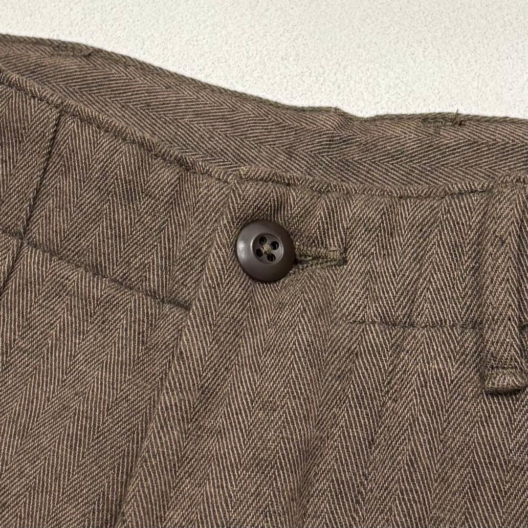 美品 オアスロウ ウール コットン ヘリンボーン ベイカー ファティーグ パンツ