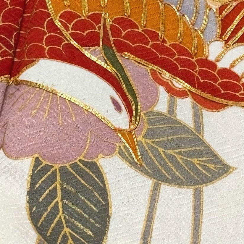 ゆりのはな　本振袖　京友禅金彩加工ボカシ　金駒刺繍　たたき染め　正絹　L702