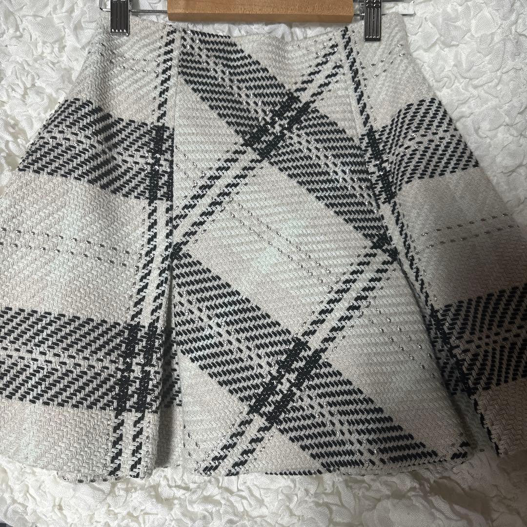 snidel ロービングチェックミニスカート ホワイト