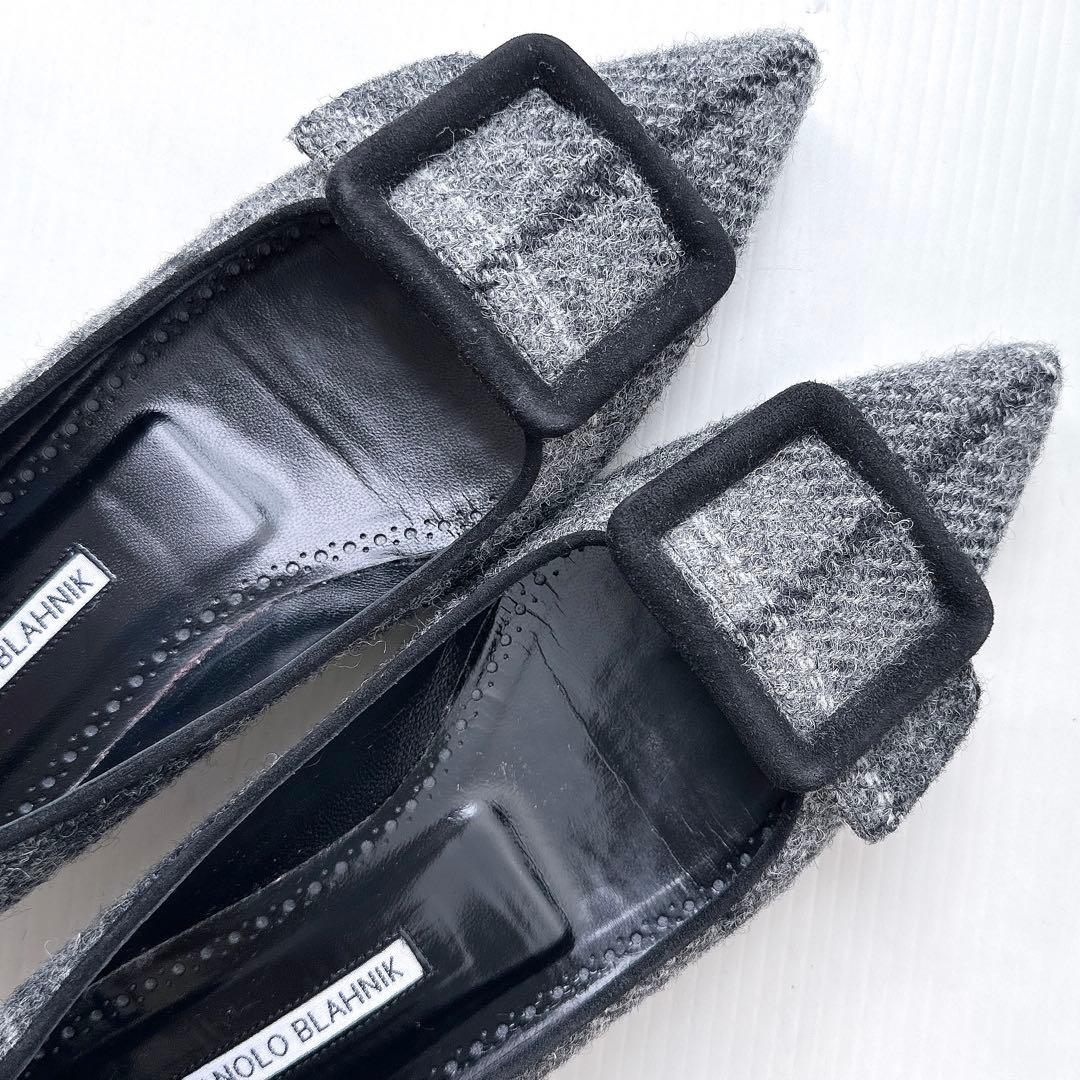 マノロブラニク　メイセール　スクエアバックル　フラットシューズ　パンプス　極美品