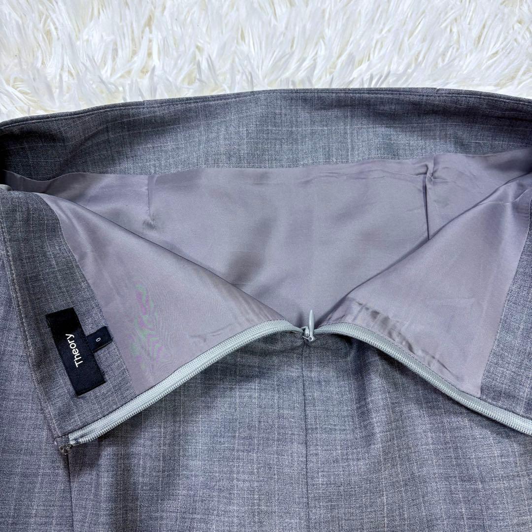 美品 近年モデル Theory スカートスーツ セットアップ ストレッチ グレー