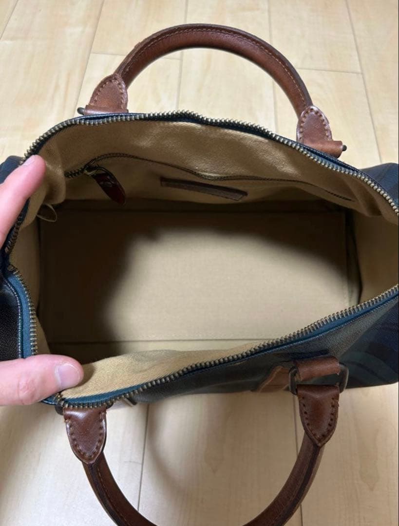 ミニボストンバッグ グリーン系 チェック