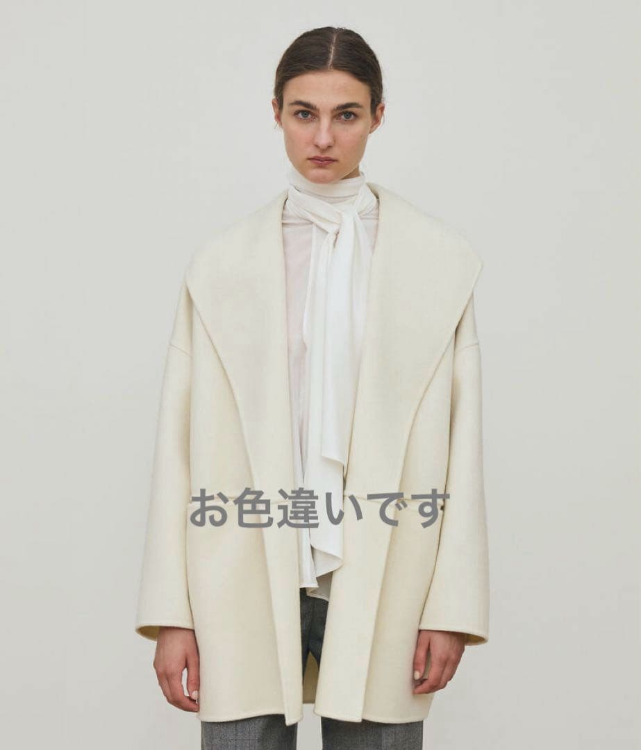 DES PRES ダブルフェイスメルトンビーバー ウィングカラーコート　ブラック