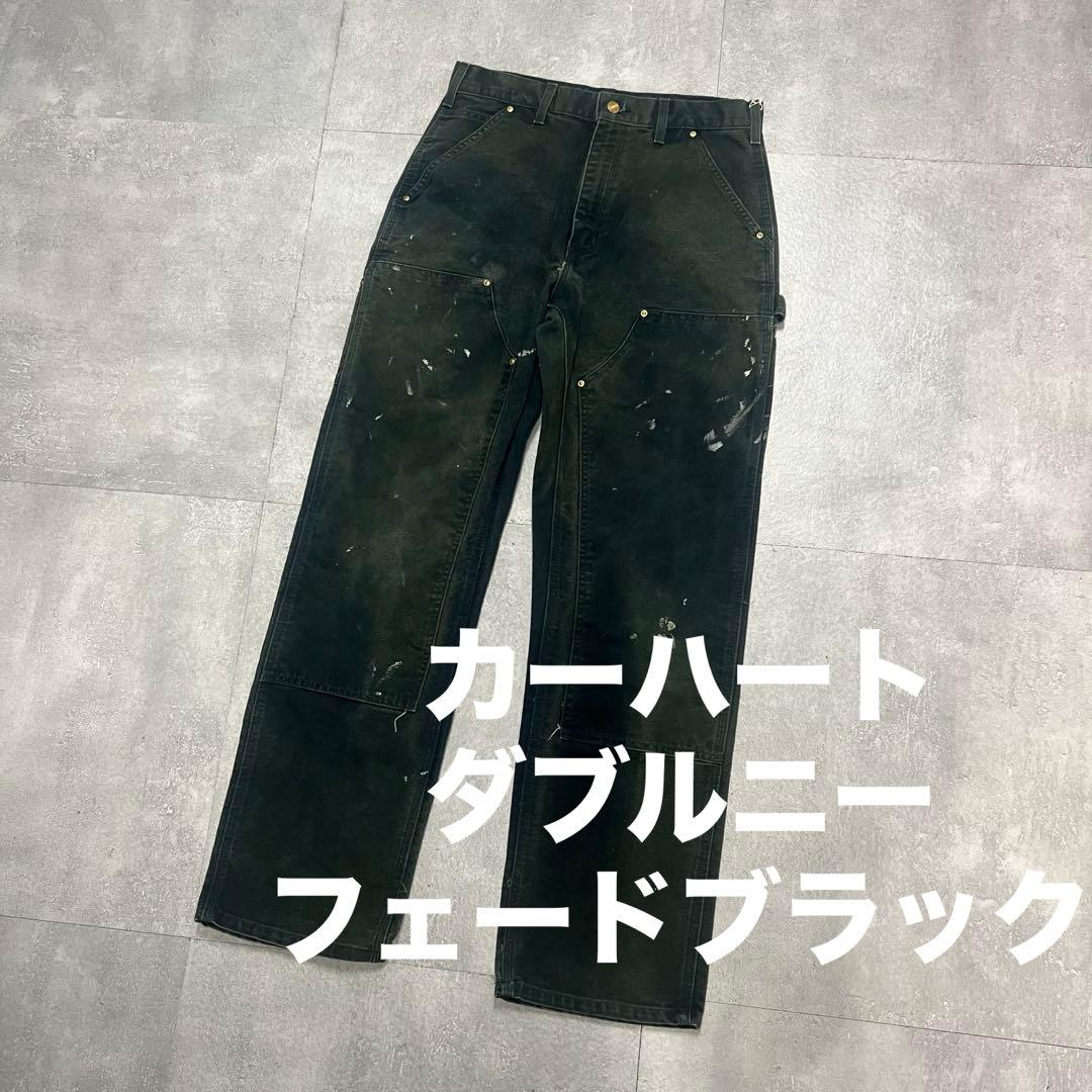 Carharttカーハートダブルニーフェードブラックペンキワークペインター襤褸