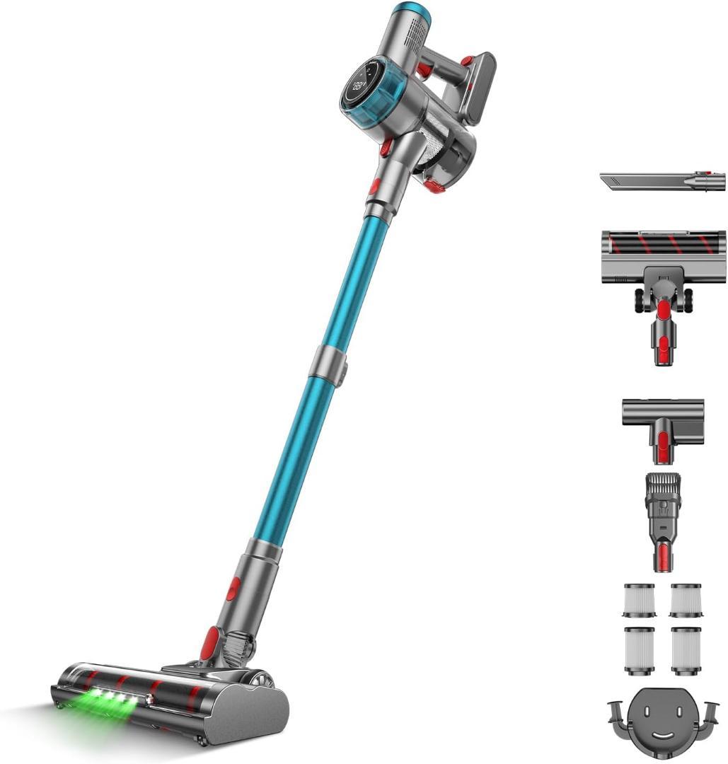 掃除機 コードレス85Kpa真の強力吸引・自立式ブラシヘッド・ダニ除去ブラシ付き
