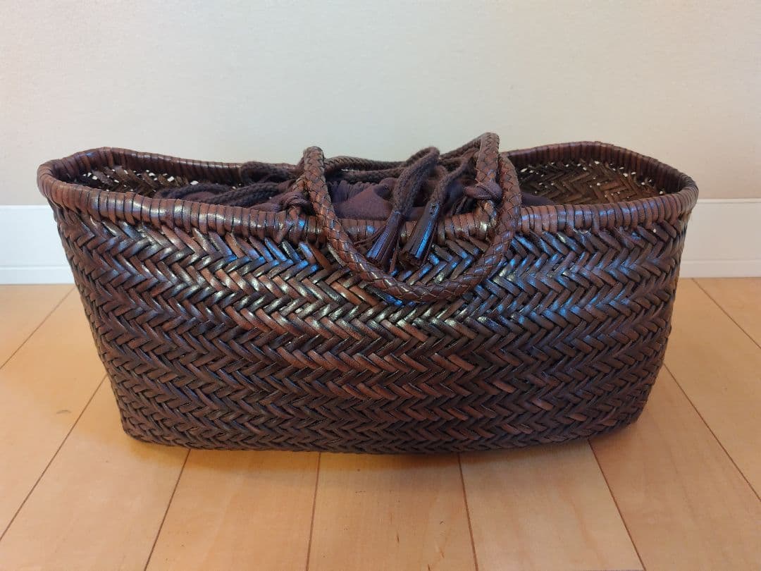 【美品】DRAGON ドラゴンバック　カゴバッグ　編み込み　ブラウン