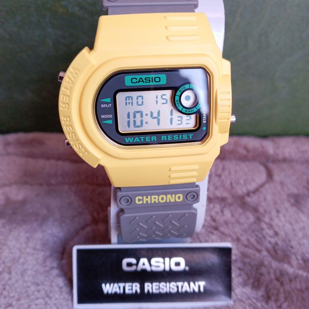 CASIO 防水デジタル腕時計 イエロー/グレー