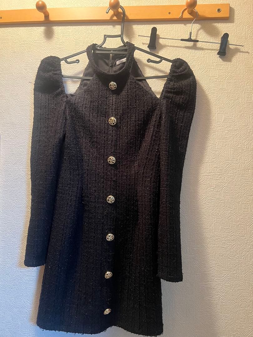 mmeeme ベルカットツイードミニワンピース