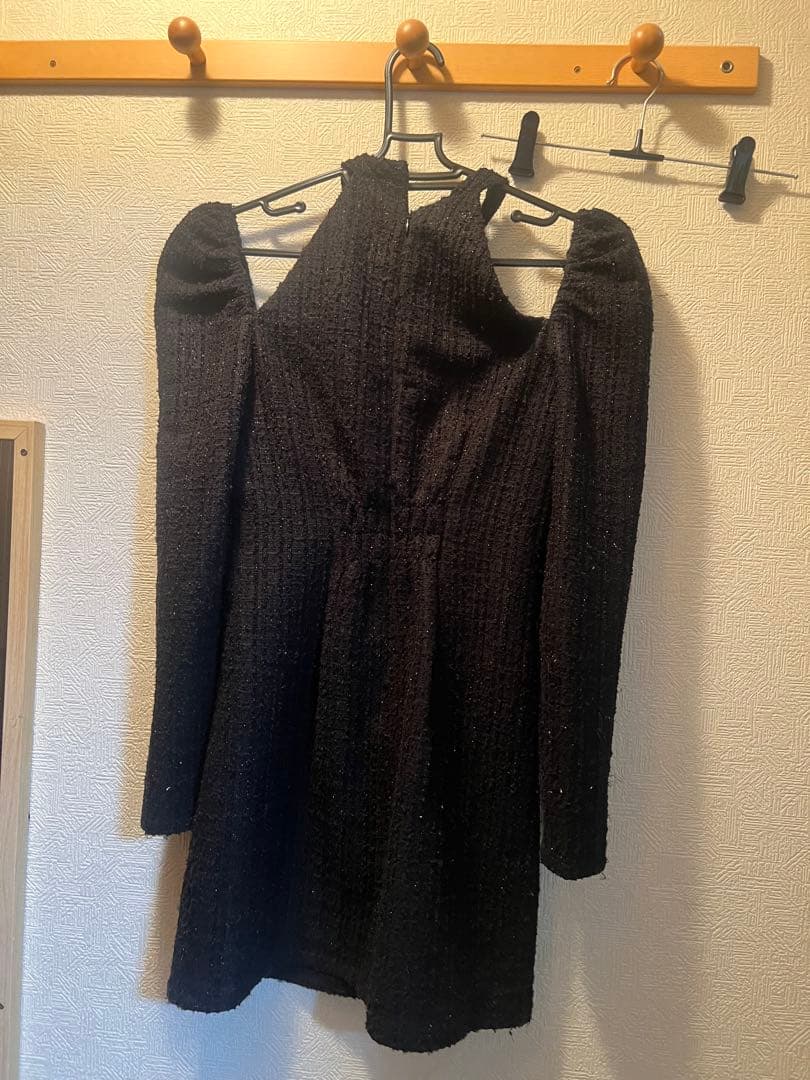 mmeeme ベルカットツイードミニワンピース