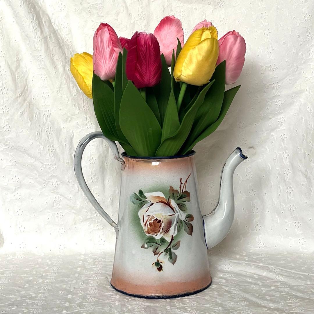 希少＊フランスアンティーク＊薔薇＊Japy＊コーヒーポット＊ピンク＊蓋無し