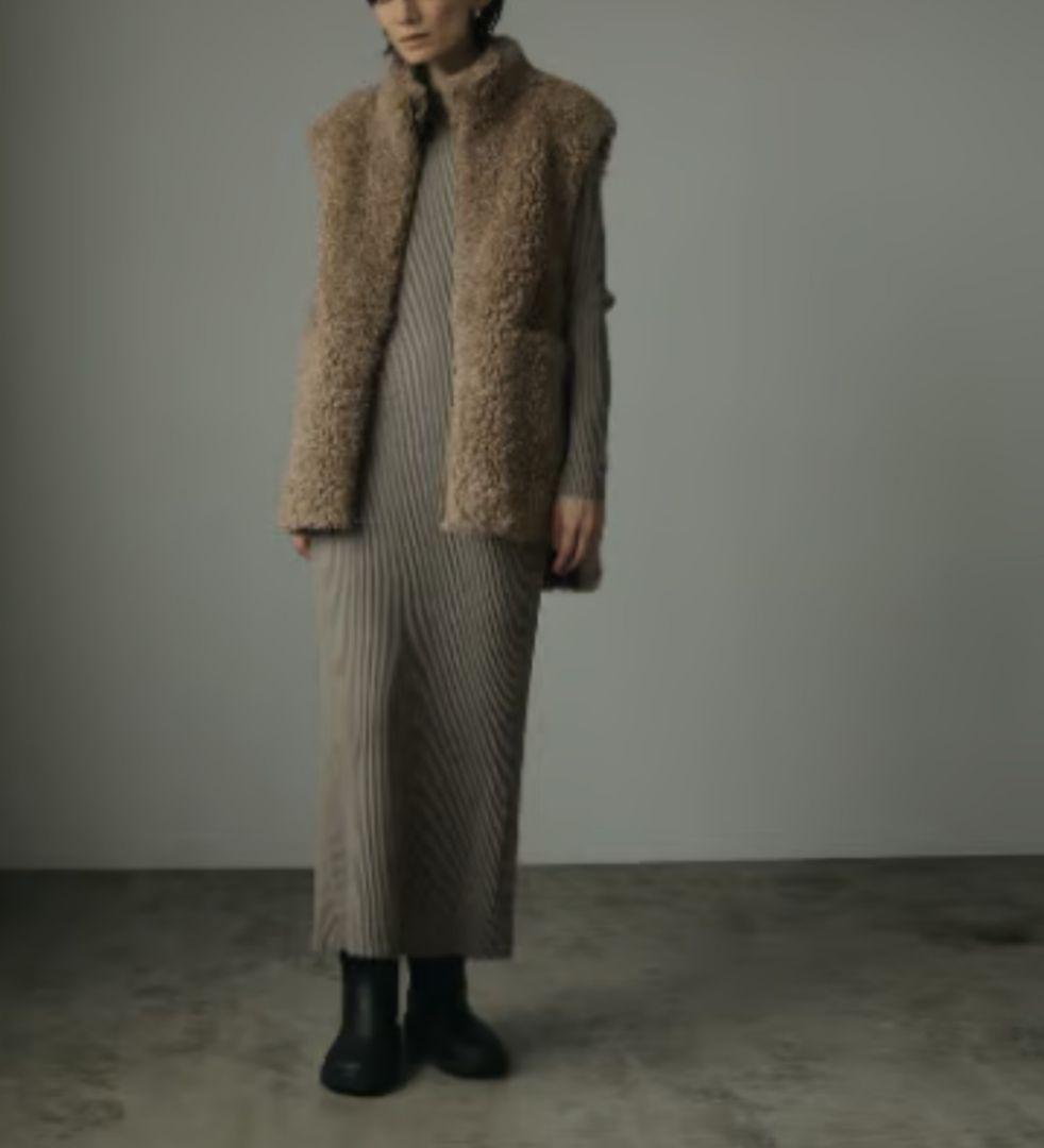anuke/アンヌーク Eco Fur Vest モカ 38