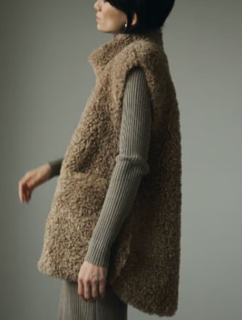 anuke/アンヌーク Eco Fur Vest モカ 38