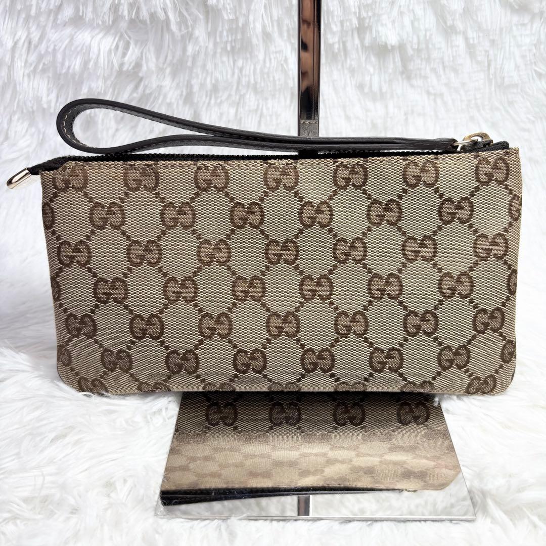 ✨箱あり✨ グッチ GGキャンバス フレンチブル ポーチ ストラップ ベージュ